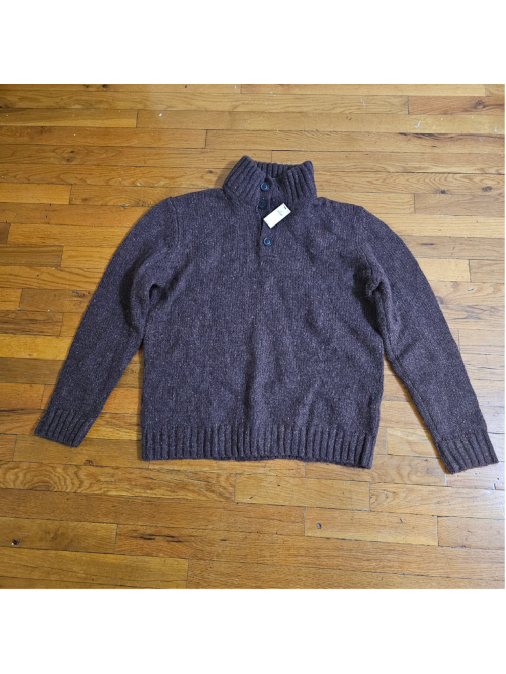 Men's Banana Republic Wool Sweater Brown Henley Size L